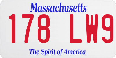 MA license plate 178LW9