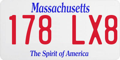 MA license plate 178LX8