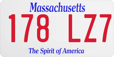MA license plate 178LZ7