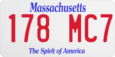 MA license plate 178MC7