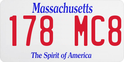 MA license plate 178MC8