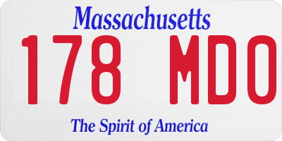 MA license plate 178MD0