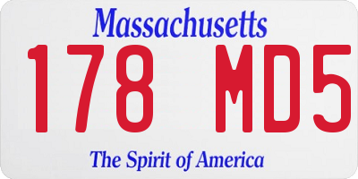 MA license plate 178MD5