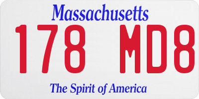 MA license plate 178MD8