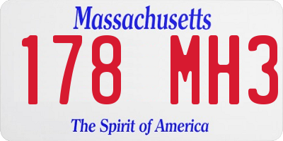 MA license plate 178MH3