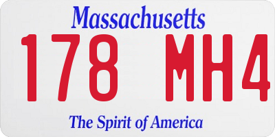 MA license plate 178MH4