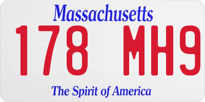MA license plate 178MH9