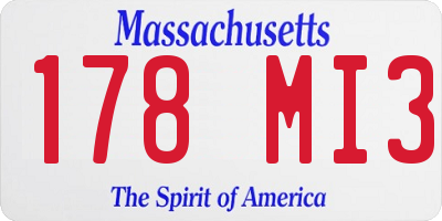 MA license plate 178MI3