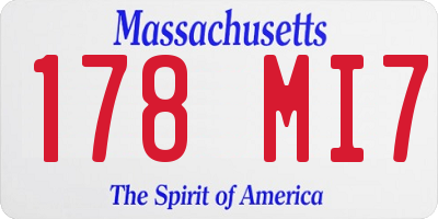 MA license plate 178MI7
