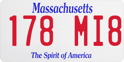 MA license plate 178MI8