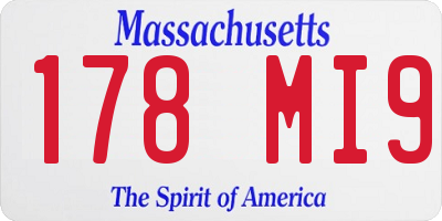MA license plate 178MI9