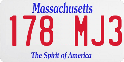 MA license plate 178MJ3