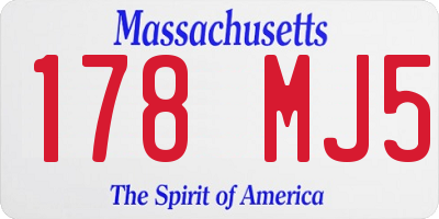 MA license plate 178MJ5