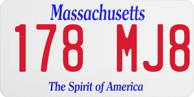 MA license plate 178MJ8