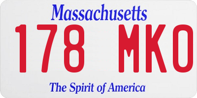 MA license plate 178MK0
