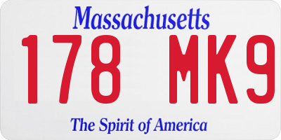 MA license plate 178MK9