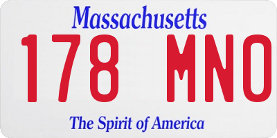 MA license plate 178MN0