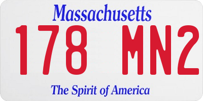 MA license plate 178MN2