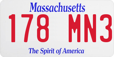MA license plate 178MN3