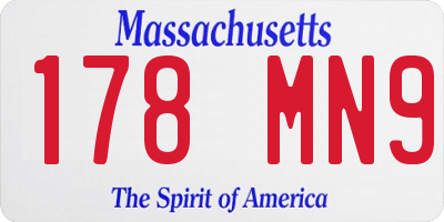 MA license plate 178MN9