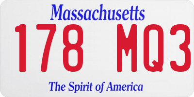 MA license plate 178MQ3