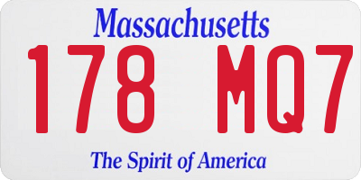 MA license plate 178MQ7
