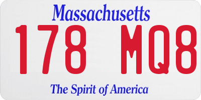 MA license plate 178MQ8