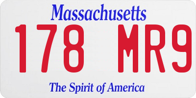 MA license plate 178MR9