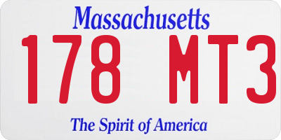 MA license plate 178MT3