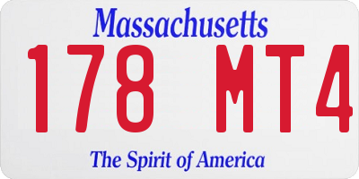 MA license plate 178MT4