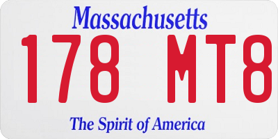 MA license plate 178MT8