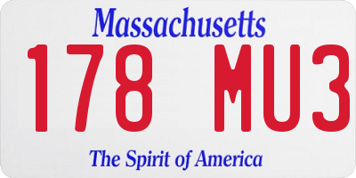 MA license plate 178MU3