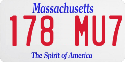 MA license plate 178MU7