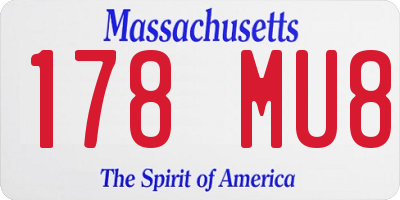 MA license plate 178MU8