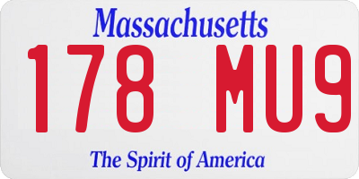 MA license plate 178MU9