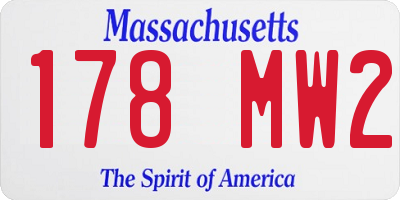 MA license plate 178MW2