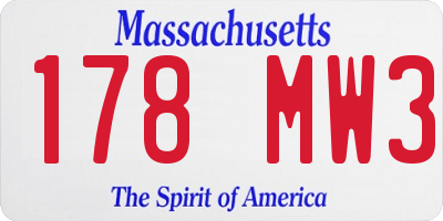 MA license plate 178MW3
