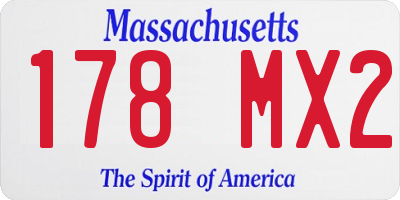 MA license plate 178MX2