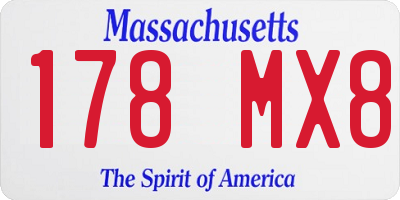 MA license plate 178MX8
