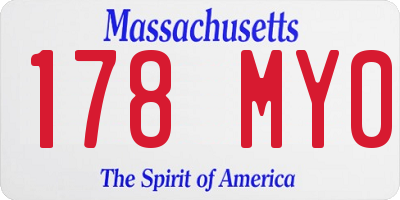 MA license plate 178MY0