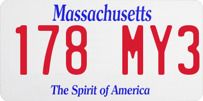 MA license plate 178MY3