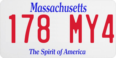MA license plate 178MY4
