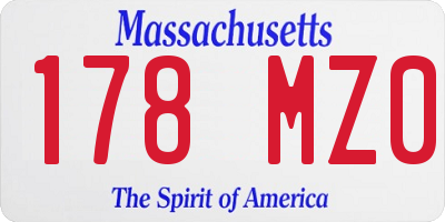 MA license plate 178MZ0
