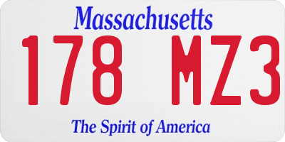 MA license plate 178MZ3