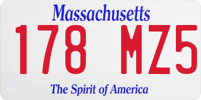 MA license plate 178MZ5