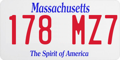 MA license plate 178MZ7