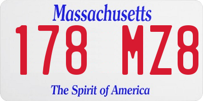 MA license plate 178MZ8