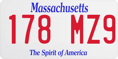 MA license plate 178MZ9