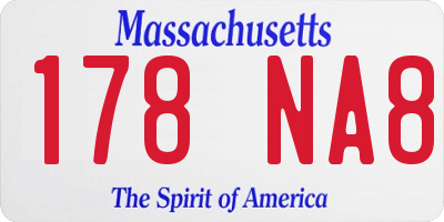 MA license plate 178NA8