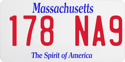 MA license plate 178NA9